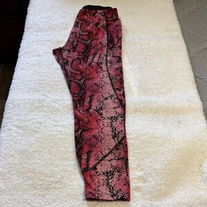 PINK Victoria's Secret Hot Pink & Black Snake-Print Leggings